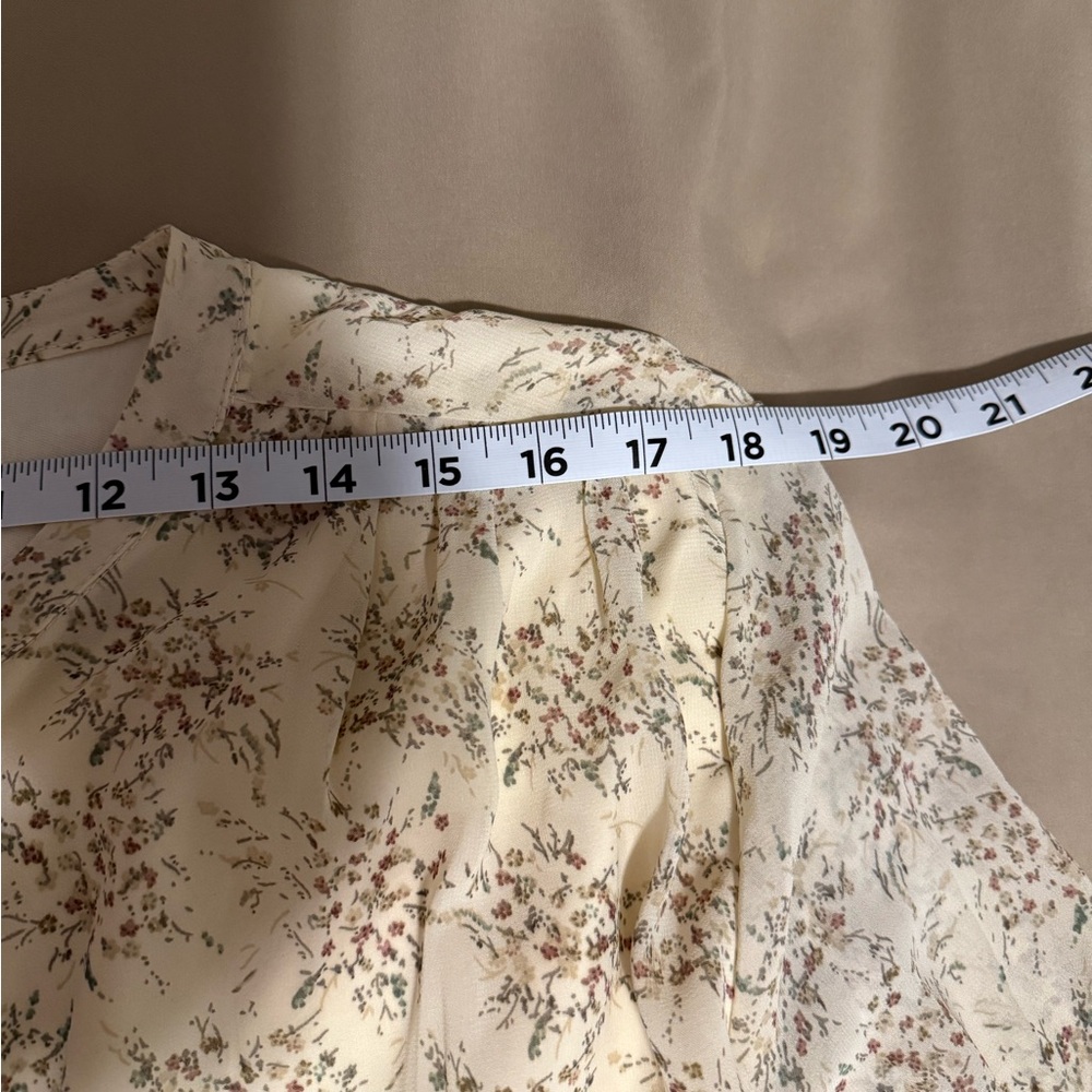 Cream Floral Print Long Sleeve‎ Mini Dress size M - Picture 5 of 16